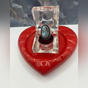 Handmade Larimar On Stamped 925 Sterling Silver Ring. Sz 7.5